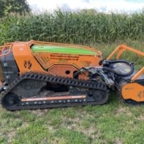 Bæltemaskine anvendt til maskinskovning, naturpleje og kratrydning i ujævnt terræn.